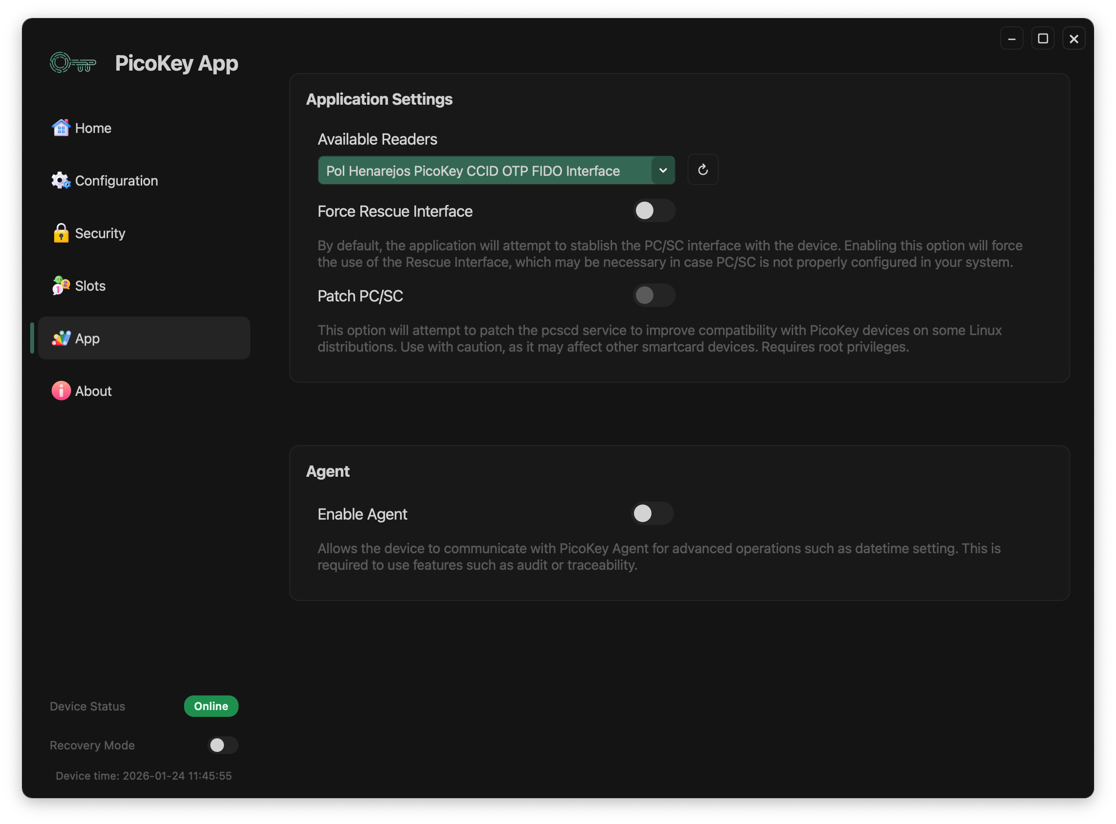 Application settings