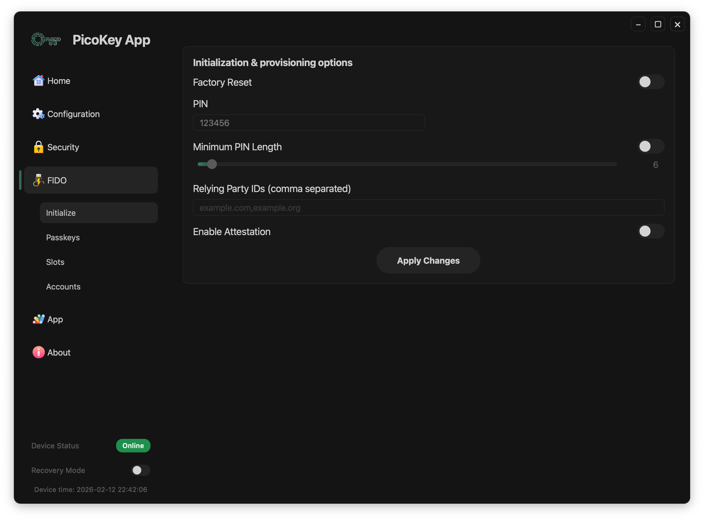 Pico FIDO initialization
