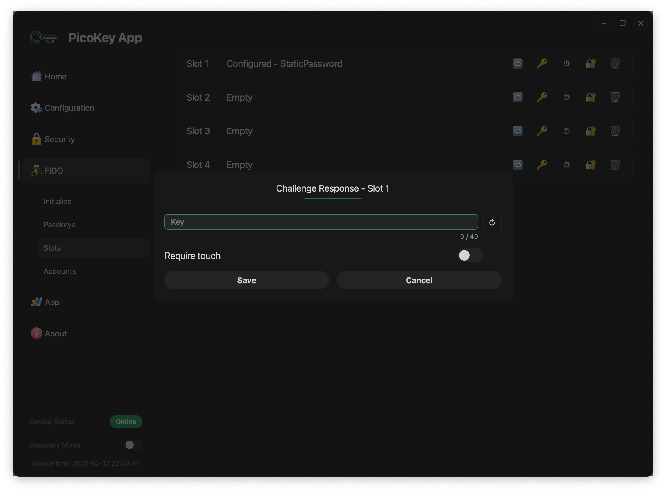 Challenge-Response slot