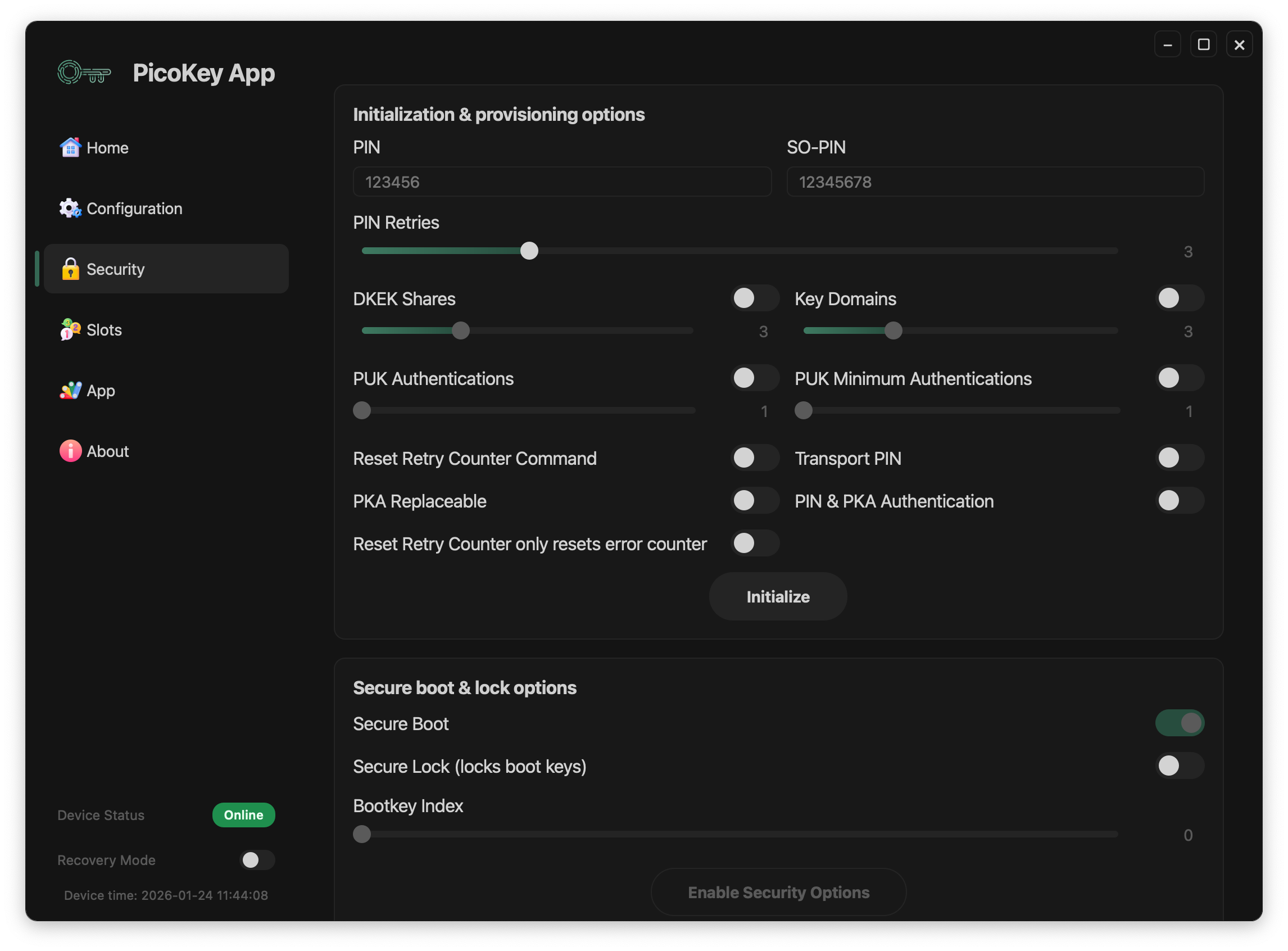 Pico HSM initialization