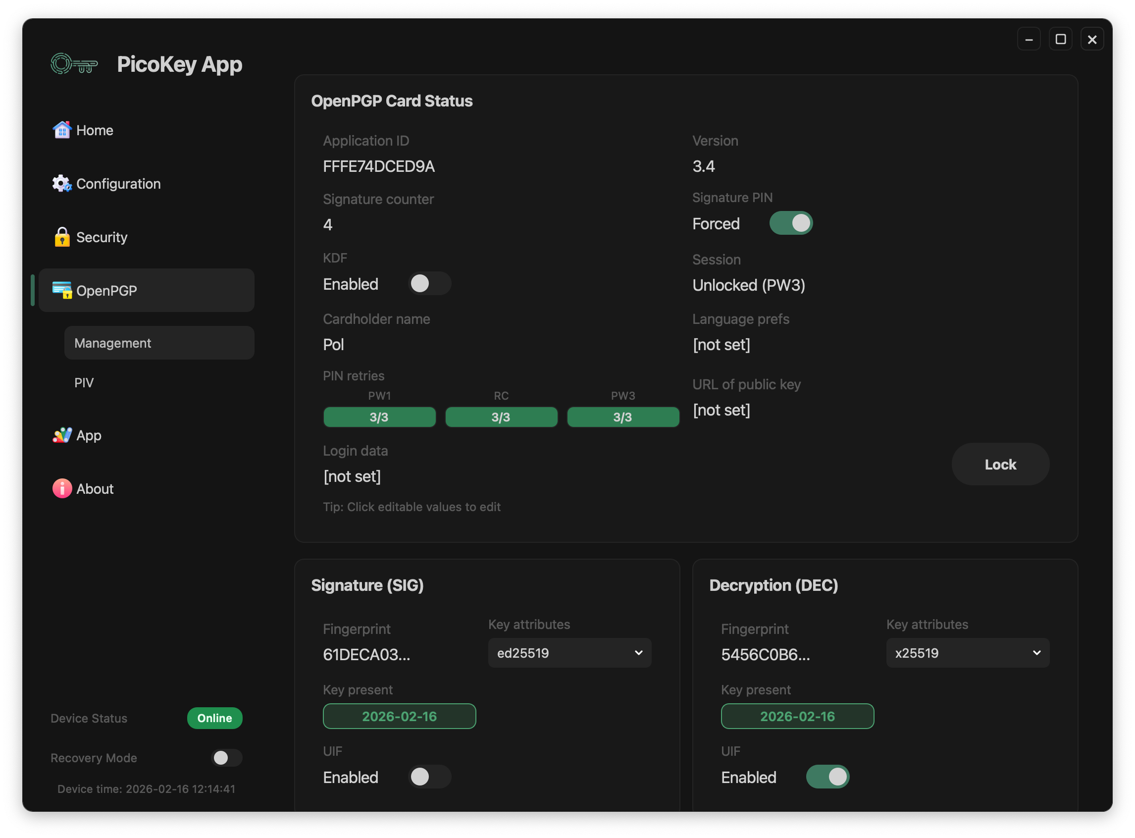 OpenPGP management overview
